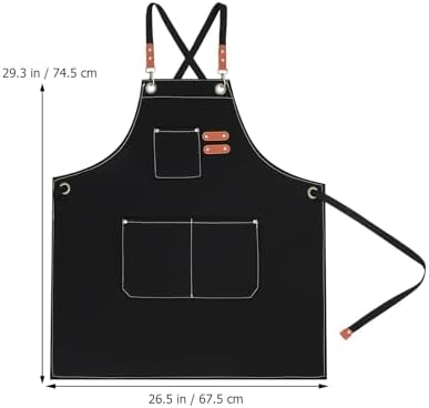 Cooking Apron Black 12 Oz Cotton Chef Apron with Adjustable Straps for
