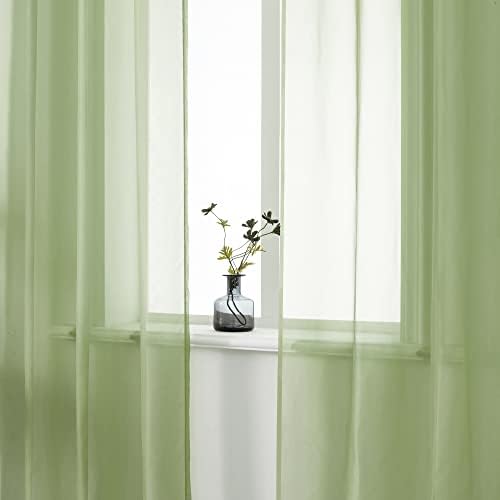 DUALIFE Sage Green Sheer Grommet Curtains 120Inches Extra Length for