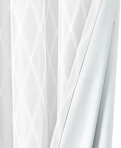 Victoria Blackout Curtains 54 x 63, Abstract Jacquard, 2 Panels, White