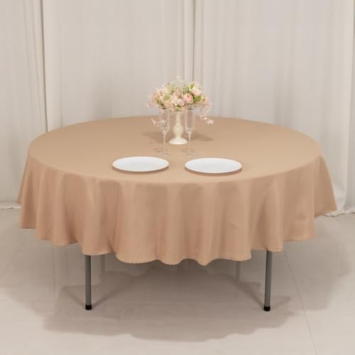 Balsa Circle 90 inch Nude Round Premium Polyester Tablecloth Fabric