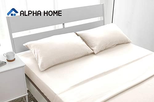 ALPHA HOME 4-Piece Bed Sheet Set - Soft Brushed Microfiber - Wrinkle