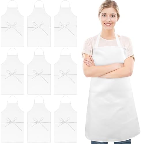 12 Pack White Aprons Bulk, Unisex Bib