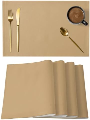 Placemats Set of 8, Pure Oatmeal Non Slip Table Mats, Washable Place