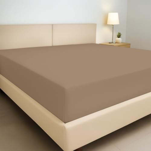 Kotton Culture Full Size Fitted Sheet Taupe, 100% Egyptian Cotton 600