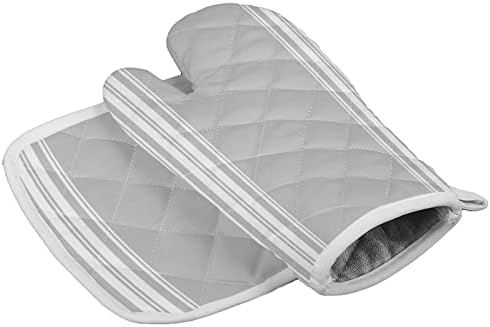 Quilted Cotton Terry Cloth Oven Mitt, Pot Holder Thanksgiving Grey