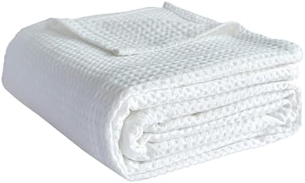 Simple&Opulence 100% Cotton Waffle Weave Blanket, King Size 104"×90"