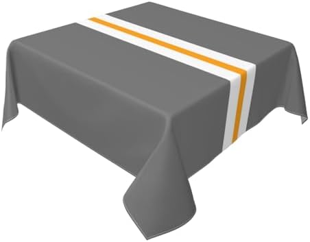 Square Tablecloth, Modern Gray White Yellow Horizontal Stripes Table