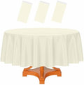 HEIPINIUYE 3 Pack Beige Round Tablecloth 84 Inch Round Plastic Table