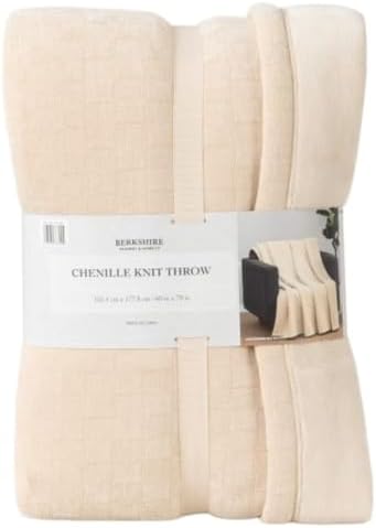 Berkshires Blanket Chenille Knit Throw 60x70 inch (Cream)