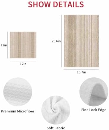Abstract Beige Waffle Kitchen Towel Set of 3 Rustic Farmhouse