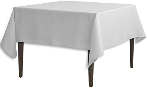 LinenTablecloth 70-Inch Square Polyester Tablecloth Silver