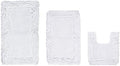 TRP Farmhouse Accent Cotton Bathroom Rugs Sets 3 Piece - White