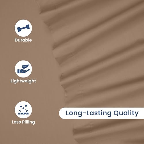 Martex 225 Thread Count 3 Piece Twin Bed Sheets, Beige
