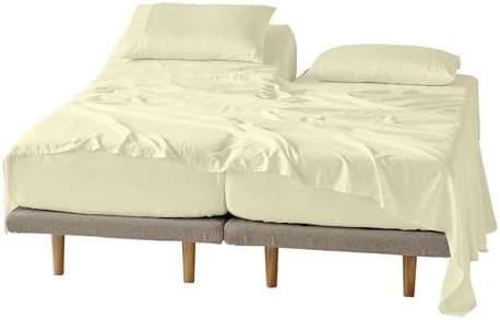 Ivory Color, Split King Sheets Set for Adjustable Split Bed