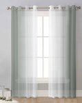 Ombre Grey White Sheer Curtains 63 Inch Length 2 Panels Set