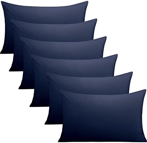 FLXXIE 6 Pack Microfiber Queen Pillowcases, Envelope Closure, Navy