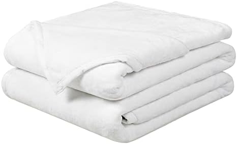 EASELAND Soft Lightweight California King Fleece Blanket, White
