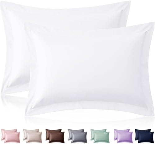 Homiest White Pillow Shams Queen Size Set of 2, 2-Inch Flange