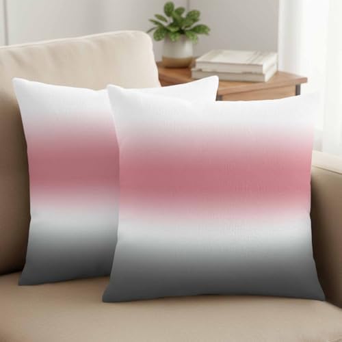 Pink and Grey Gradient Throw Pillow Covers 18x18 inch Set of 2