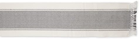 DII Dobby Stripe Table Runner, 13x72 Cool Gray & Cream Background