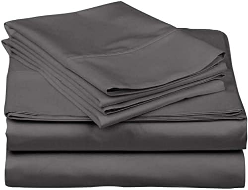 4 PC Bed Sheet Set, Made of 100% Egyptian Cotton Sheets King Size-Grey
