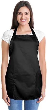 DALIX Apron Commercial Restaurant Home Bib Spun Poly Cotton Kitchen