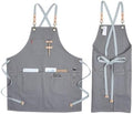 INOOMP Canvas Apron with Pockets Adjustable Waist Nordic Industrial