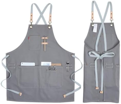 INOOMP Canvas Apron with Pockets Adjustable Waist Nordic Industrial