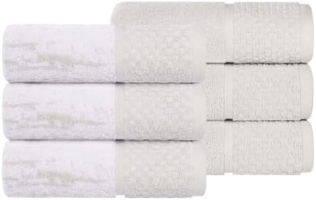 SUPERIOR Cotton Bathroom Towel Set, Plush Absorbent, 6 Piece, Stone