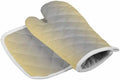 Quilted Cotton Terry Cloth Oven Mitt, Pot Holder Lemon Yellow Grey