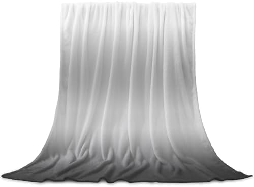 Flannel Fleece Blanket 60" x 80", Grey Ombre Microfiber Cozy Soft