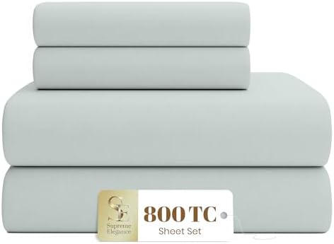 SUPREME ELEGANCE King Sheet Set, Soft Gray, Sateen Weave, 800 Thread