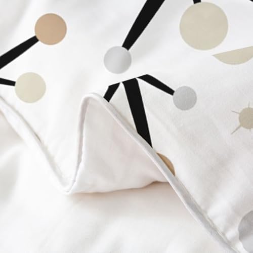 Mid Century 100% Cotton Duvet Cover King Size,Geometric Starburst Dot