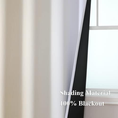 Beige and Greyish White Ombre Blackout Curtains Living Room 108 Inches