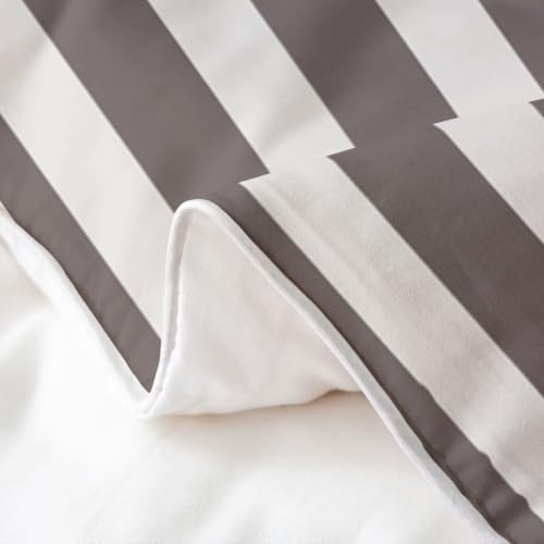 Feelyou Grey Stripes Duvet Cover 100% Cotton King Size