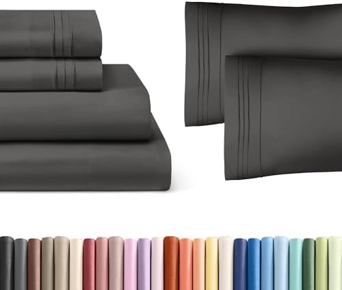 Charcoal 4-Piece Sheet Set & Pillowcase Bedding Bundle (King Size)