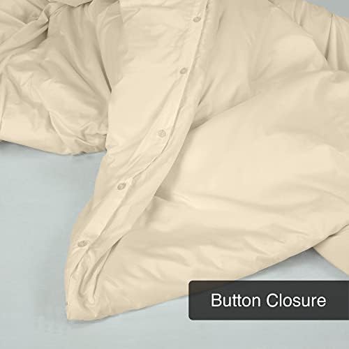 ROYALE LINENS Sand Duvet Cover Queen Size - 3 Piece Bedding Comforter