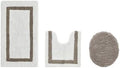 Tufted Cotton White Beige Bathroom Rugs Sets 3 Piece