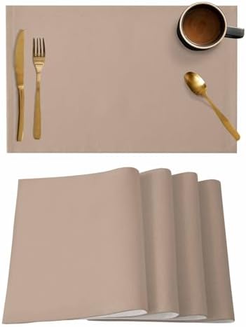 Placemats Set of 8, Beige Woven Placemat, Linen Place Mats for