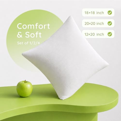 Ashler 20x20 Pillow Inserts, Hypoallergenic Throw Pillow Inserts