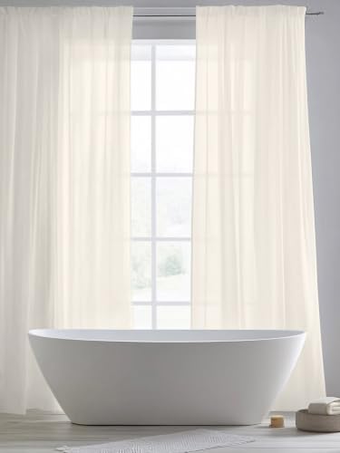 Solid Begin Semi Sheer Curtains 108 Inches Long Window Treatments