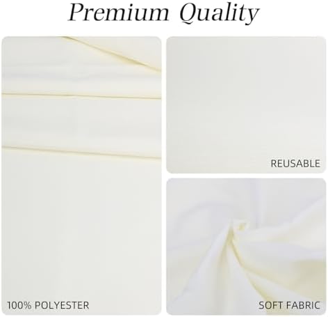 WIGENIUS 6 Pack Round Table Cloth 90 Inch Ivory Cloth Fit 5FT Round