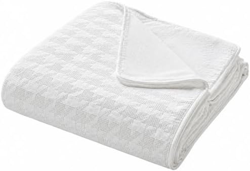 Simple&Opulence 100% Cotton Waffle Weave Houndstooth King Blanket