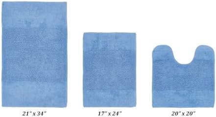 Better Trends 3 Piece Bathroom Rug Set 100% Cotton Non-Slip Washable