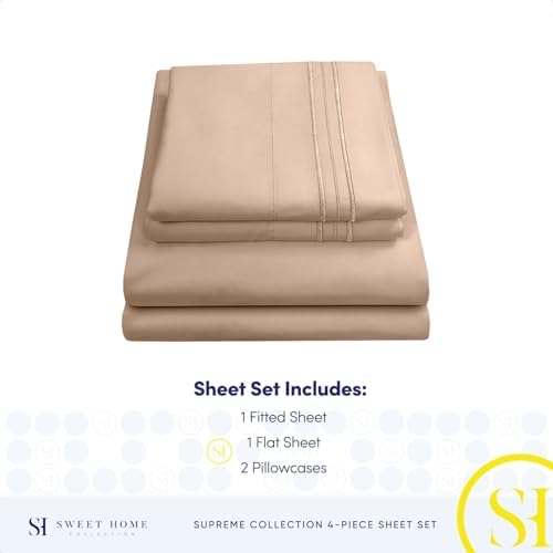 Full Size Sheet Sets - Breathable Luxury Sheets with Full Elastic &