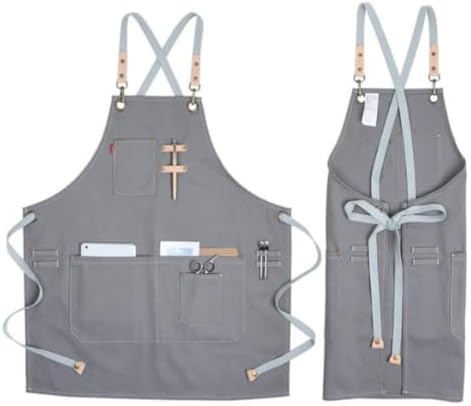 Nordic Industrial Canvas Serving Apron with Pockets Adjustable Fit