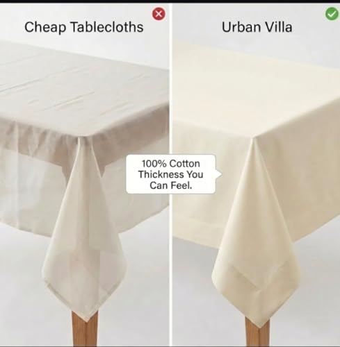 Urban Villa Tablecloth Cotton Tabletop 60x102 (8-10 Seats) Ivory