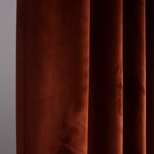Roslynwood Luxury Soft Burnt Ochre Velvet Curtains 120 inches Long