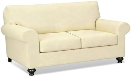 URBANLIFE 3-Piece Stretch Sofa Covers for 2 Cushion Couch, Cream