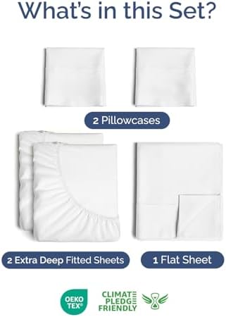 Extra Deep Split King Sheet Set - 5 Piece Breathable Cooling Sheets